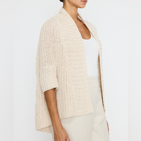 Brochu Walker Fida Handknit Shrug Cream Knit Women's Cardigan in Almond - Picture 5 of 15